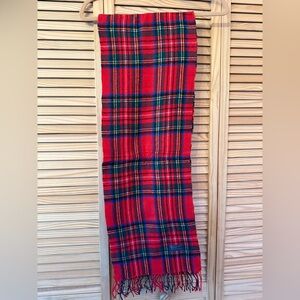 Burberry Red and Blue Plaid Lambswool Scarf